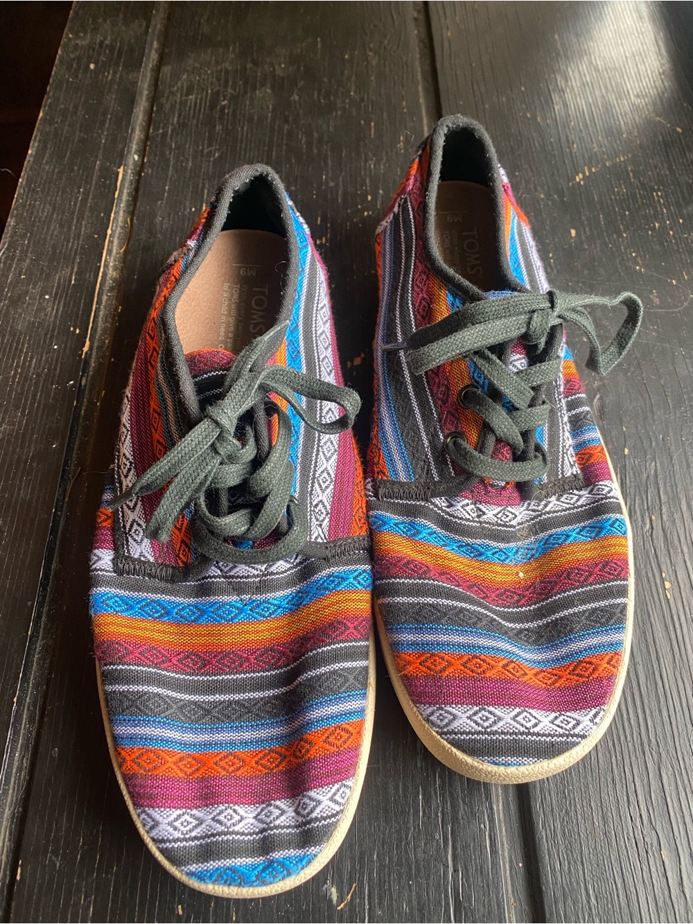 TOMS Kids Striped Canvas Sneakers in Black, Blue, Orange, Purple
